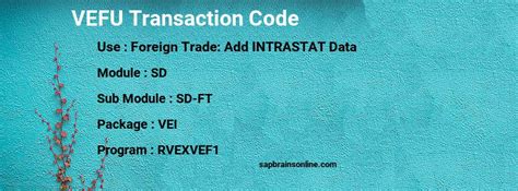 VEFU (Foreign Trade: Add INTRASTAT Data) TCode in SAP